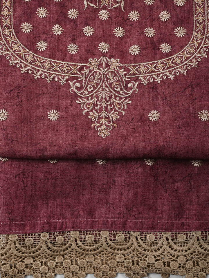 Embroidered Chanderi Unstitched Suit Piece With Dupatta