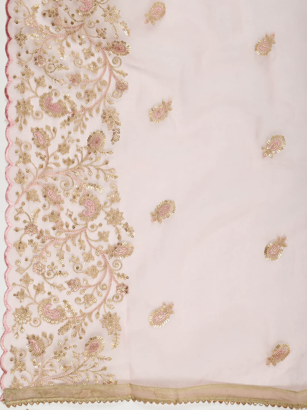 Neck Embroidered Chanderi Unstitched Suit Piece With Dupatta