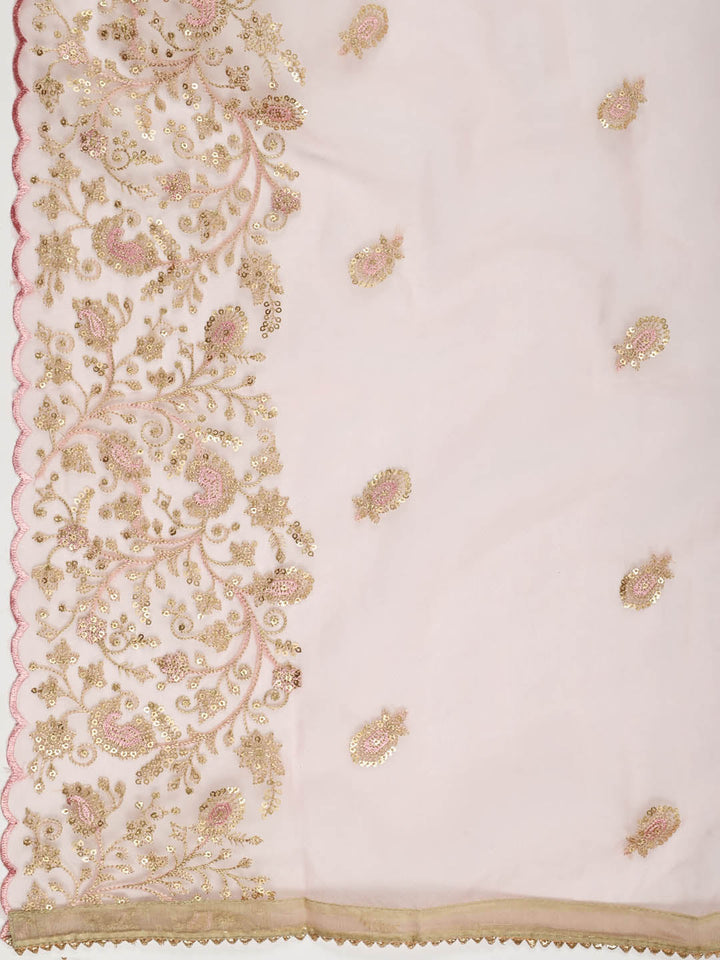 Neck Embroidered Chanderi Unstitched Suit Piece With Dupatta