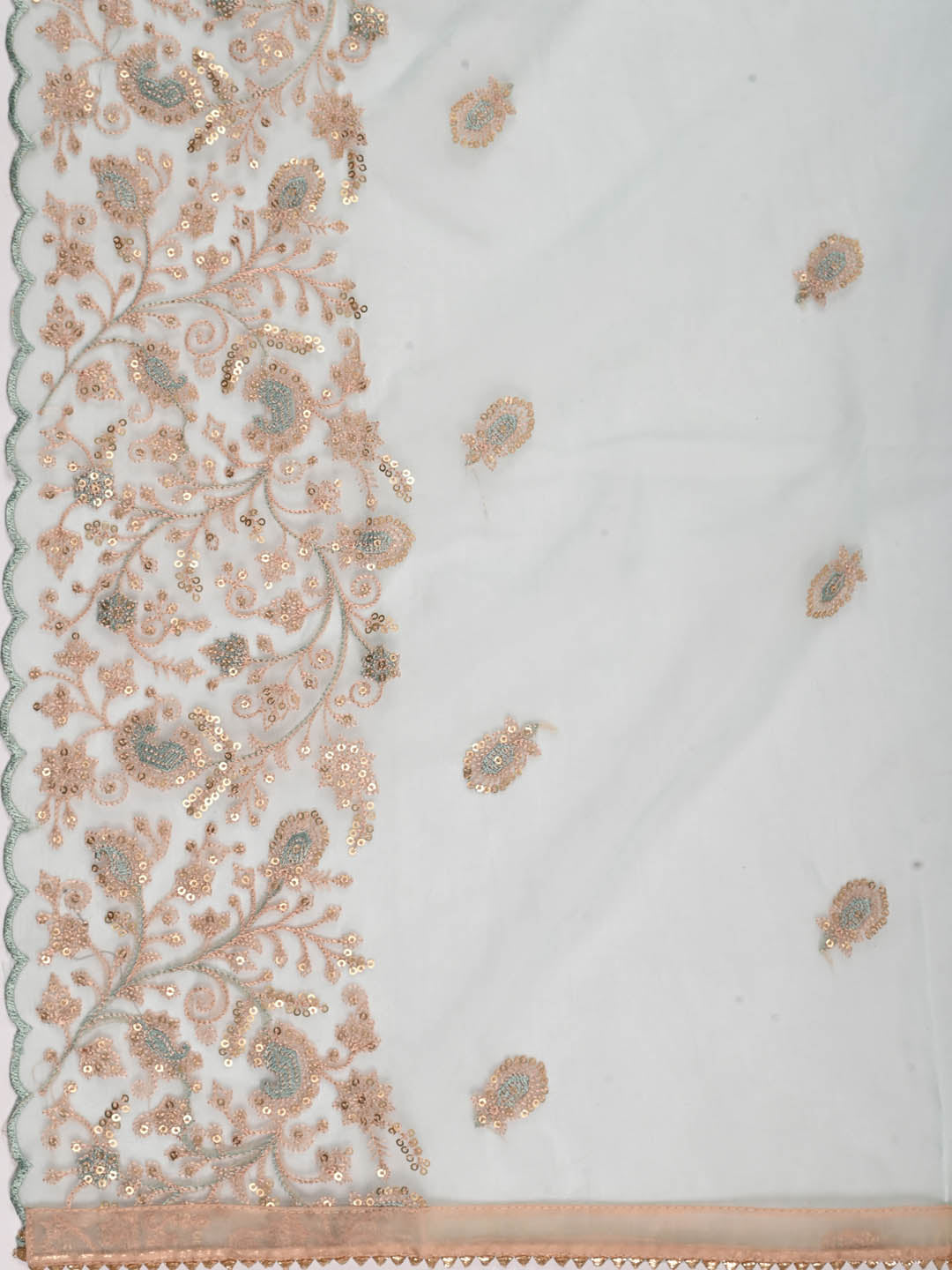 Neck Embroidered Chanderi Unstitched Suit Piece With Dupatta