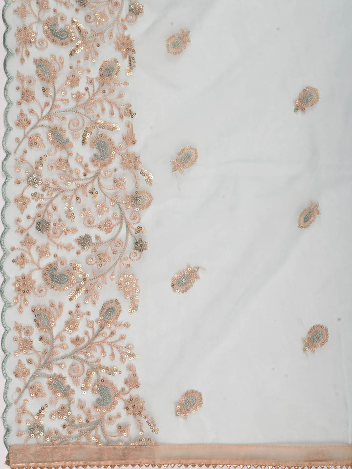 Neck Embroidered Chanderi Unstitched Suit Piece With Dupatta