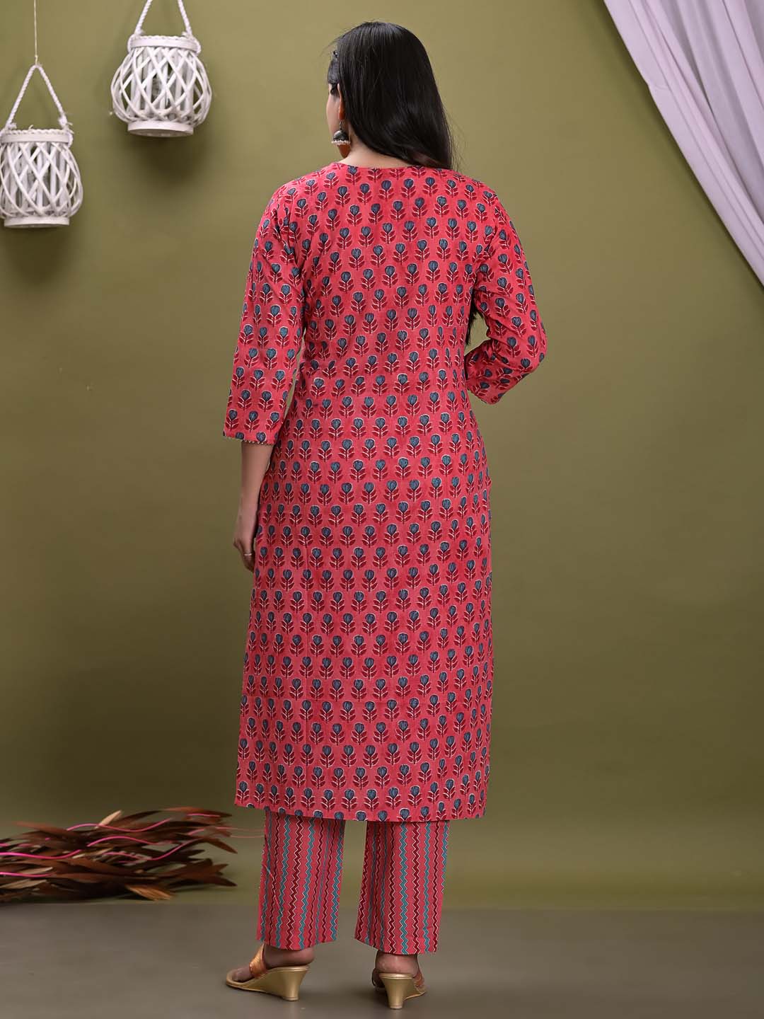 Printed Cotton Kurta With Pants