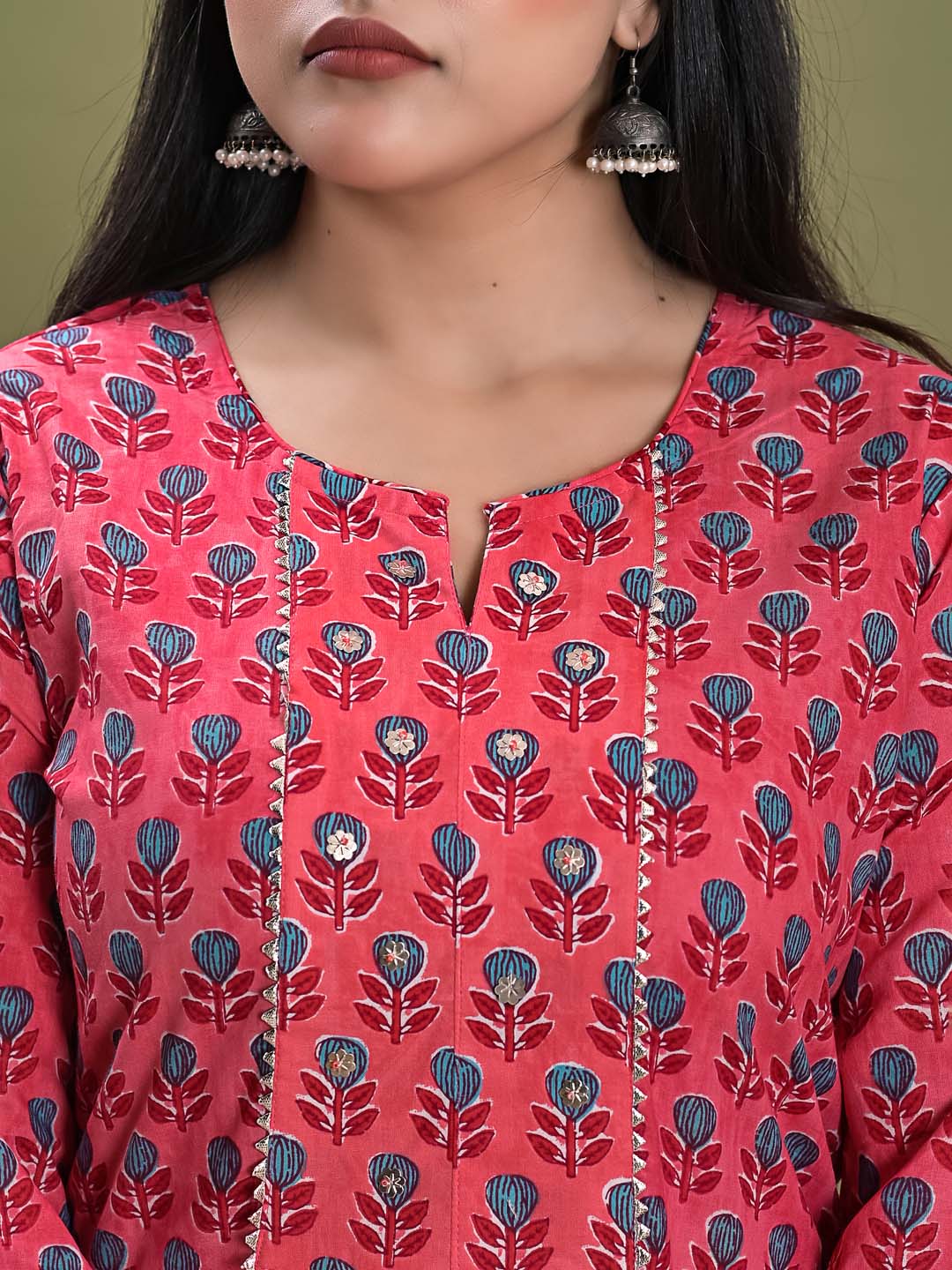 Printed Cotton Kurta With Pants