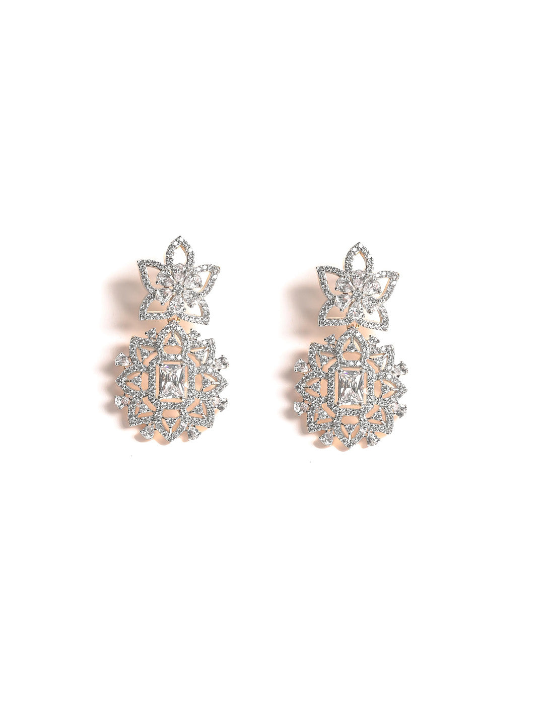 Silver AD Necklace Set With Earrings