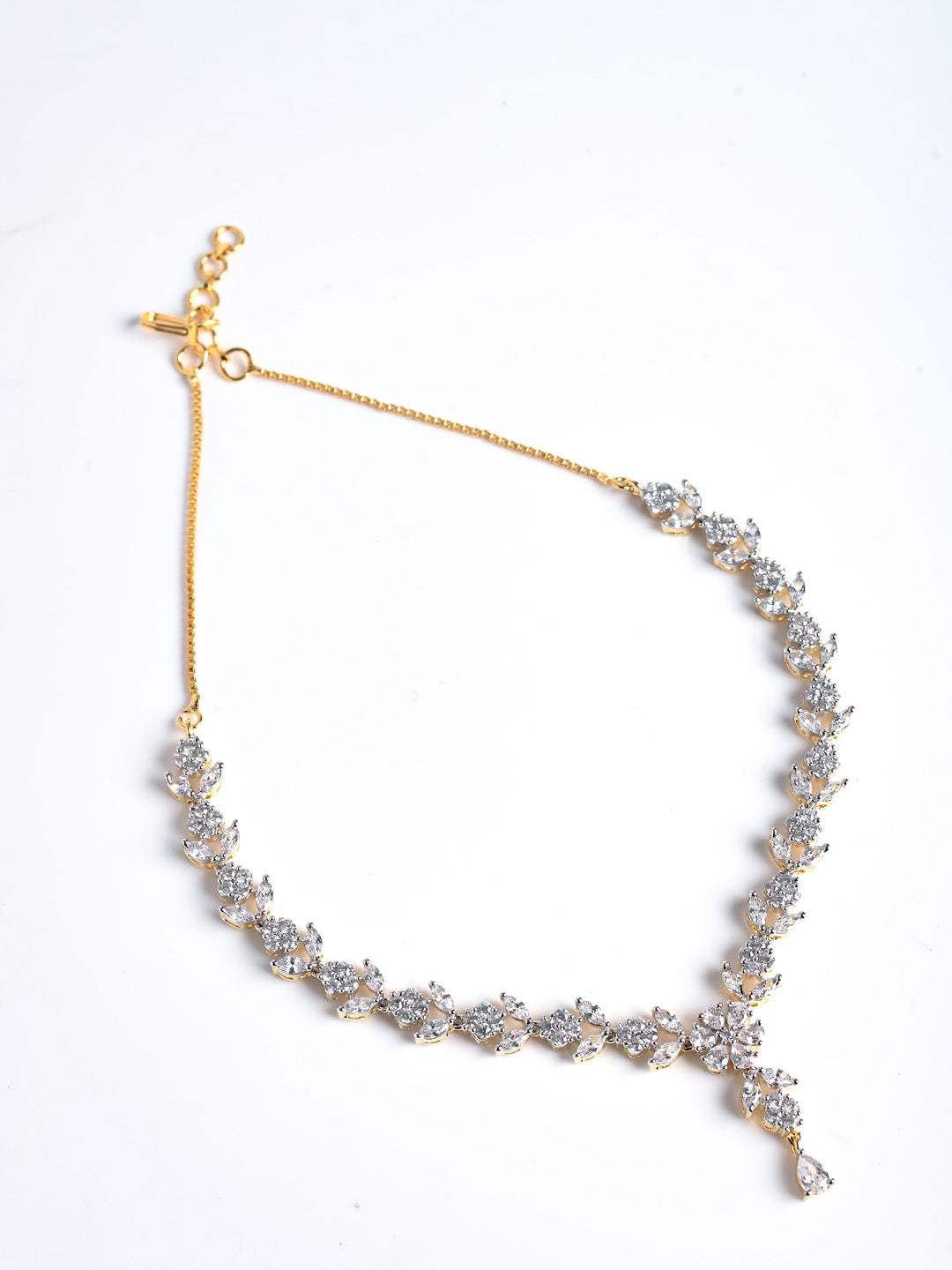 Silver AD Necklace Set With Earrings