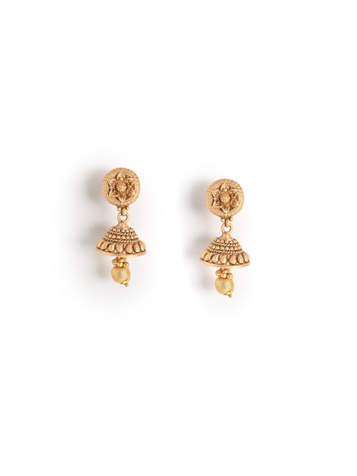 Golden Brass Necklace Set With Earrings