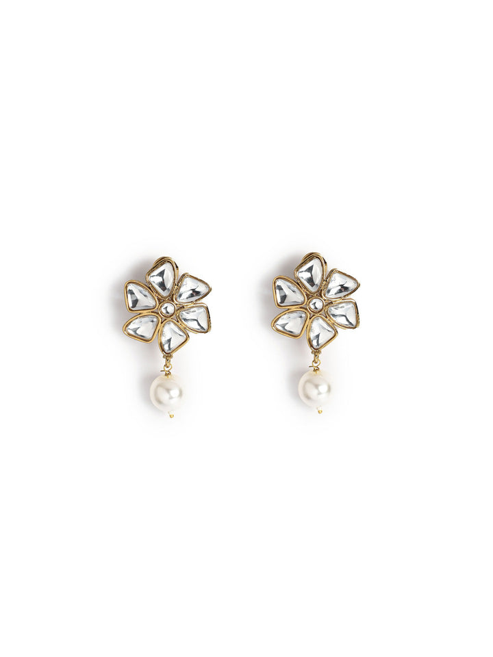 Golden &amp; White Stud Earrings