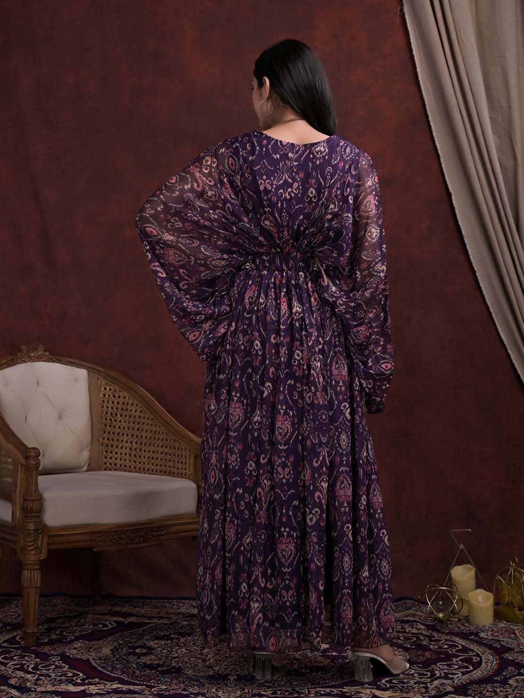 Digital Printed Chiffon Kaftan Dress