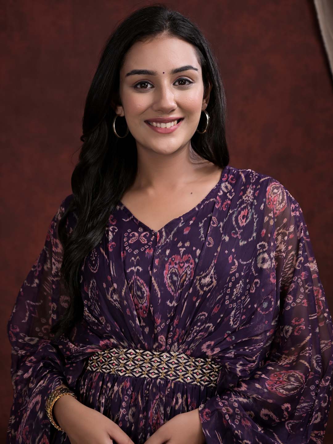 Digital Printed Chiffon Kaftan Dress