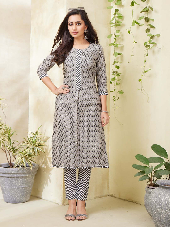 Printed Cotton Kurta With Pants