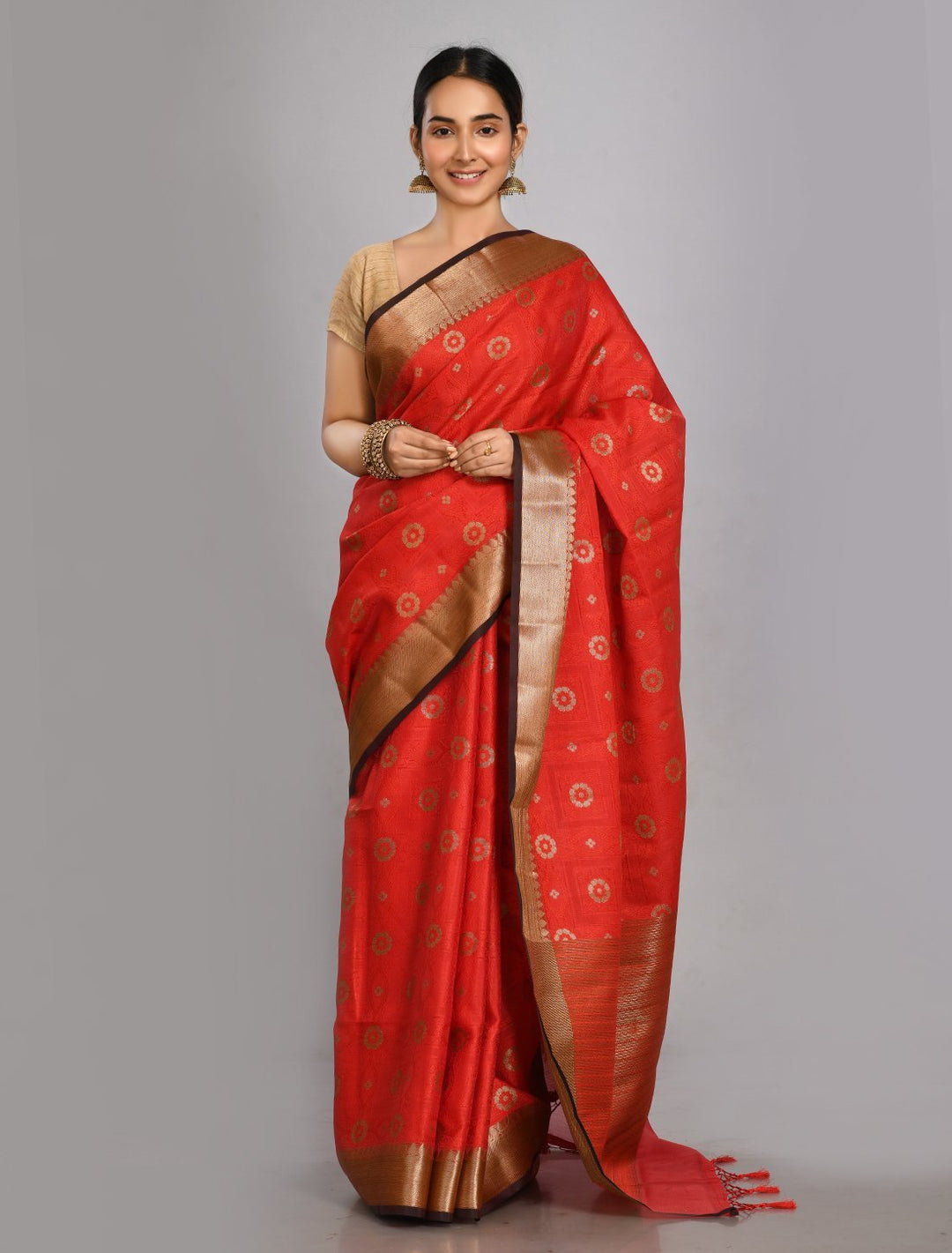 MBZ Meena Bazaar-Kora Cotton Woven Saree
