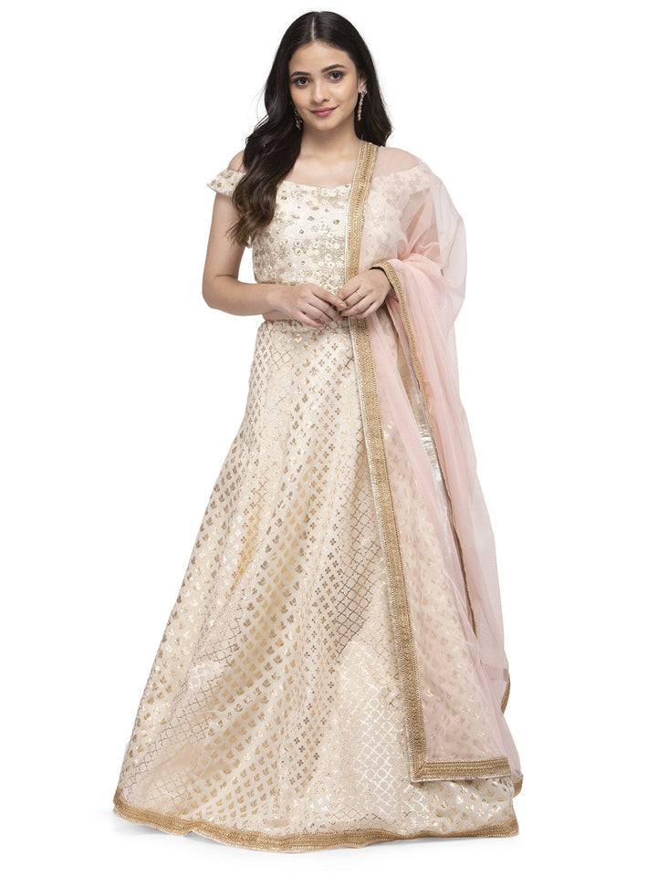 MBZ Meena Bazaar-Pink Cotton Chanderi Laacha