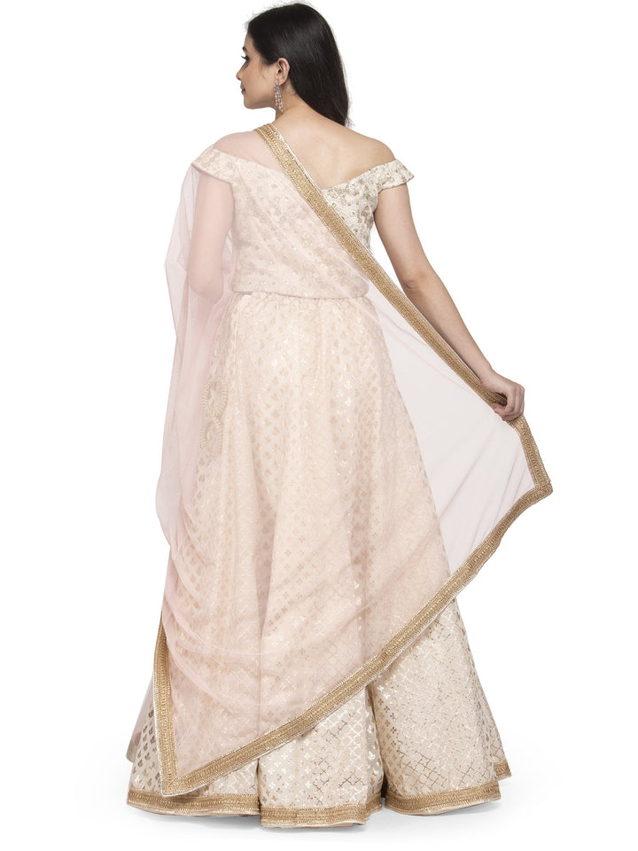 MBZ Meena Bazaar-Pink Cotton Chanderi Laacha