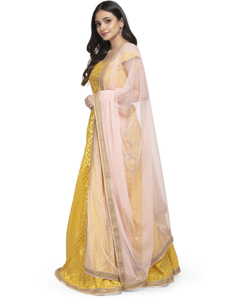 MBZ Meena Bazaar-Pink Cotton Chanderi Laacha