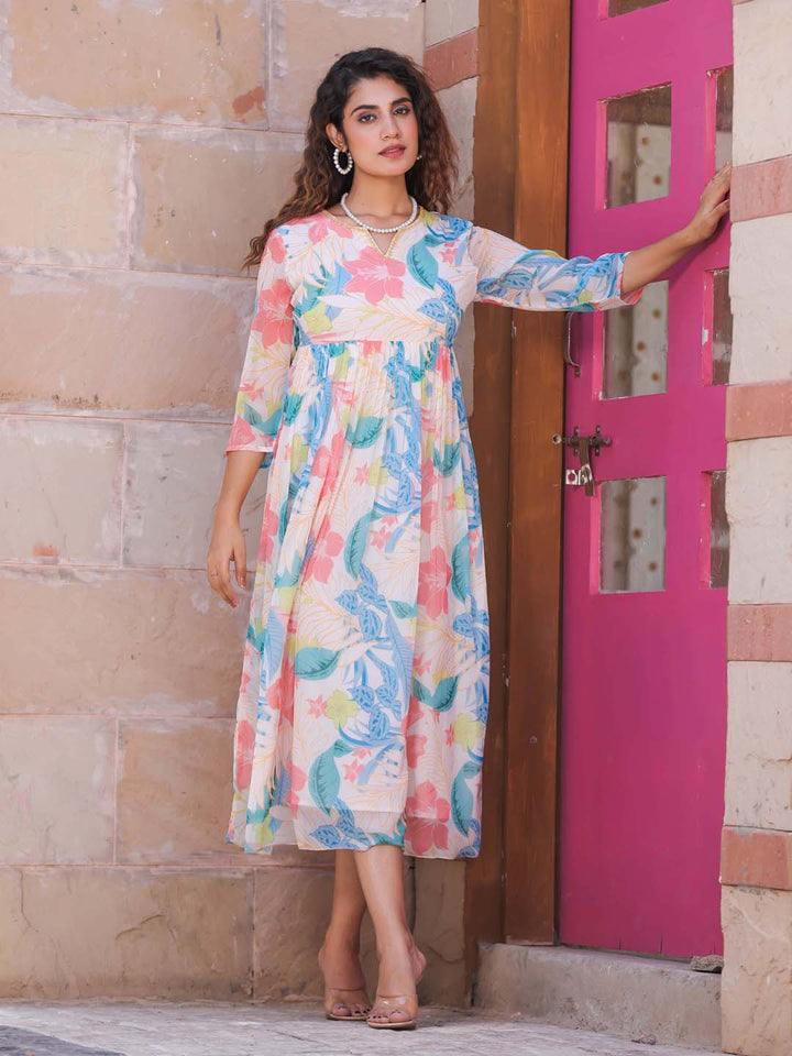 Floral Printed Georgette Dress