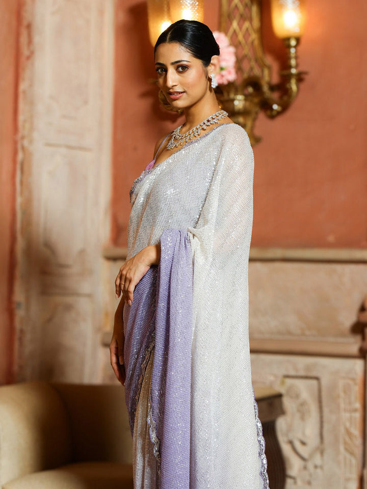 Sequin Embroidery Lycra Saree