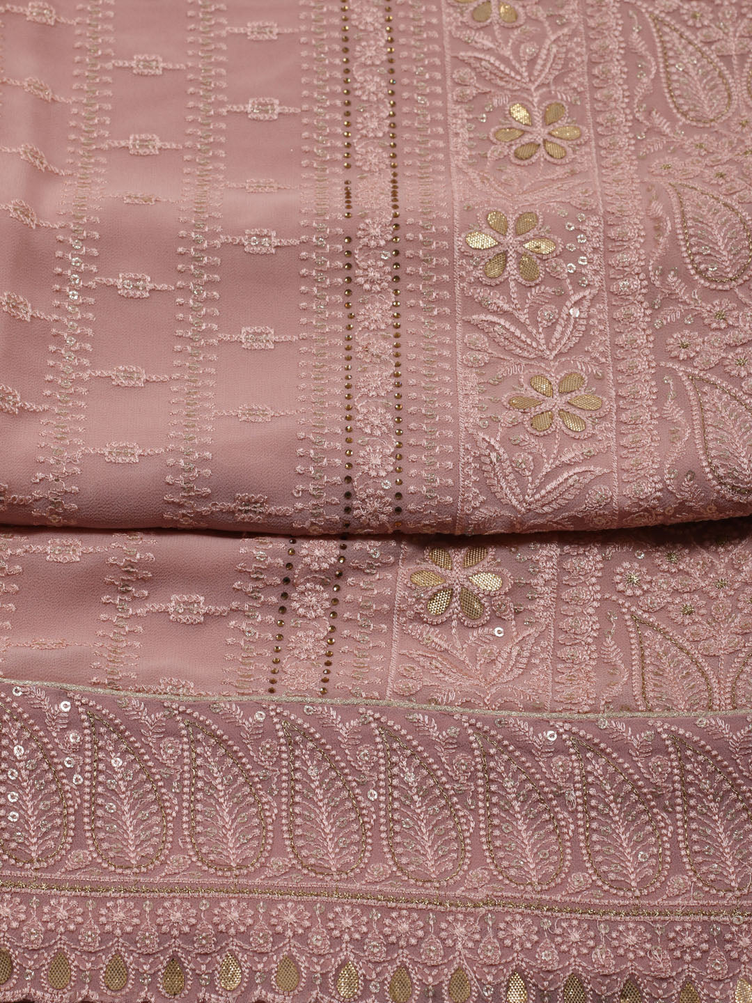 All Over Embroidery Georgette Unstitched Suit Piece With Dupatta