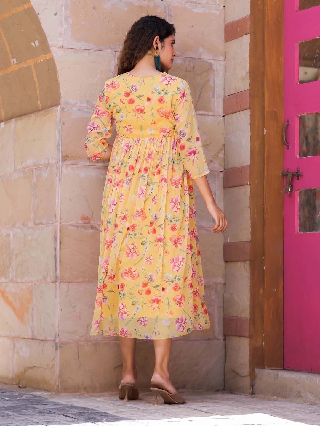 Floral Printed Georgette Dress