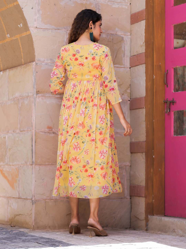 Floral Printed Georgette Dress