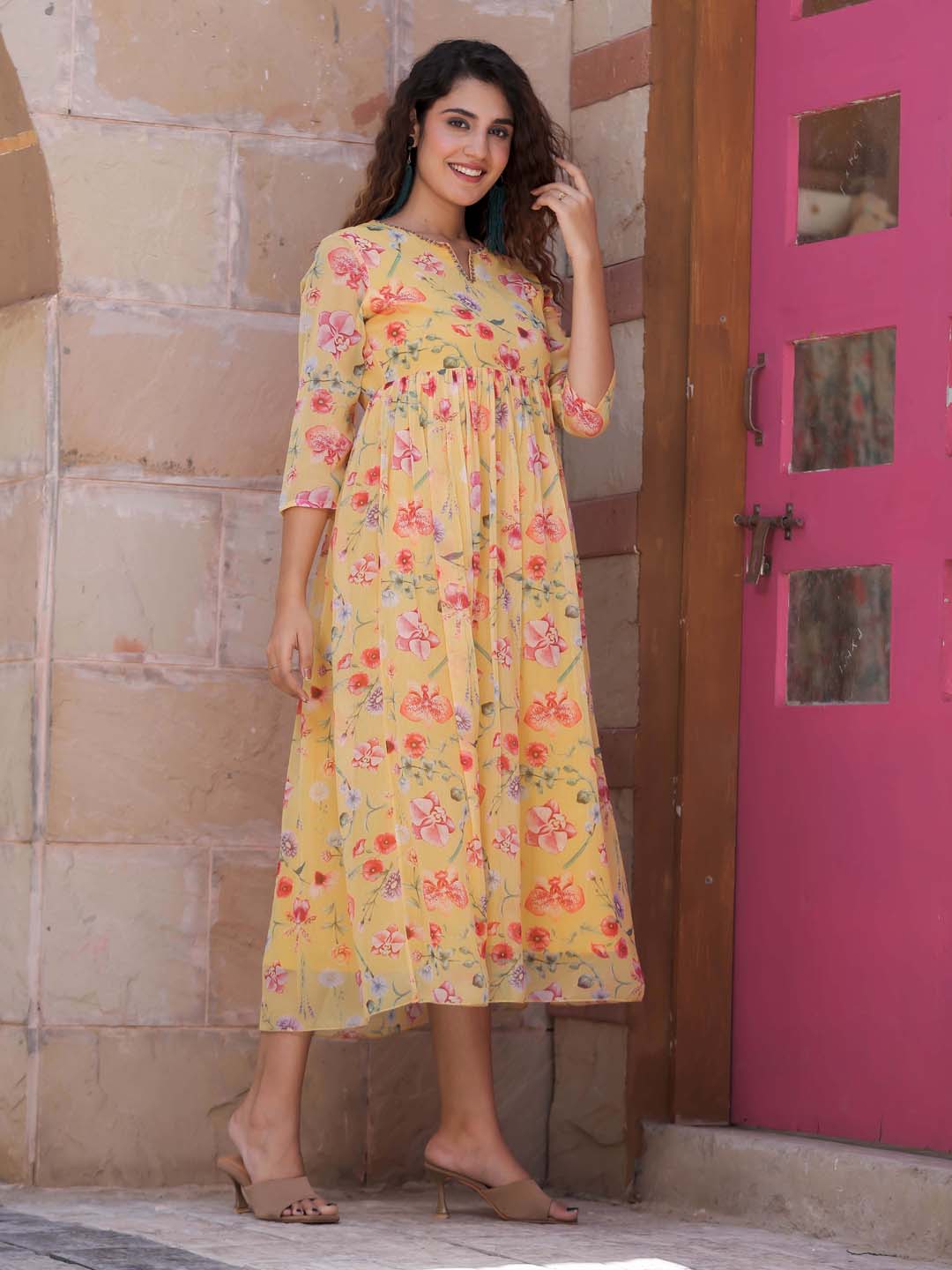 Floral Printed Georgette Dress