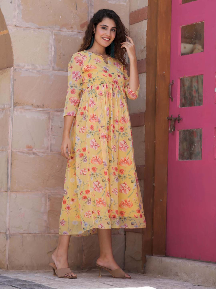 Floral Printed Georgette Dress