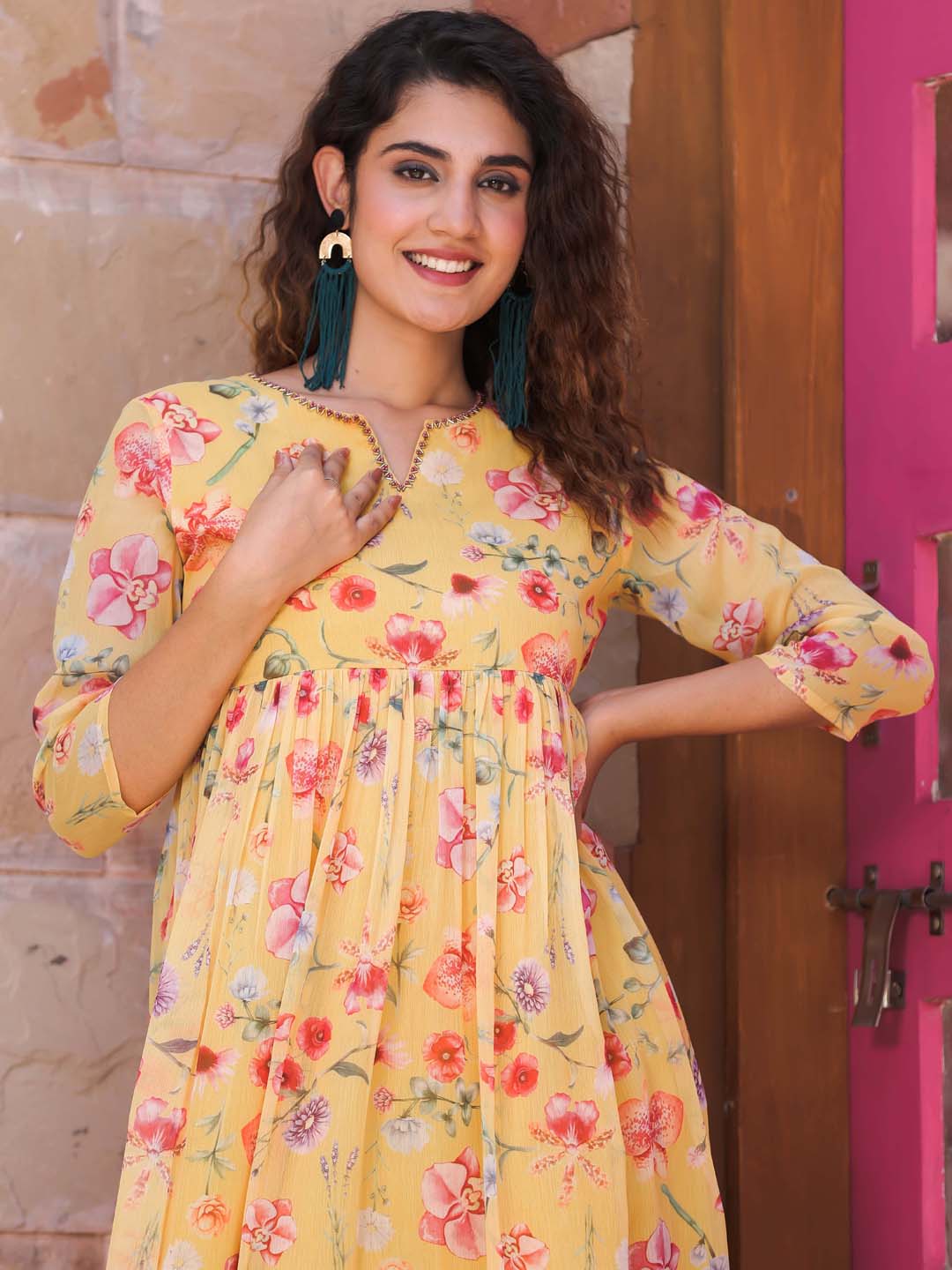Floral Printed Georgette Dress