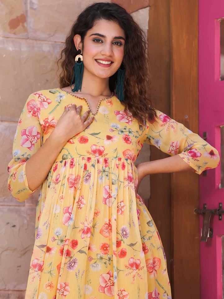 Floral Printed Georgette Dress