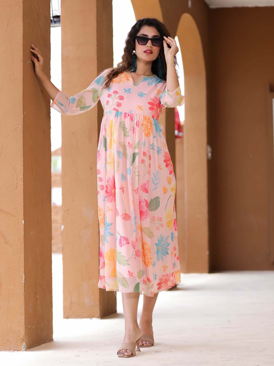 Floral Printed Georgette Dress