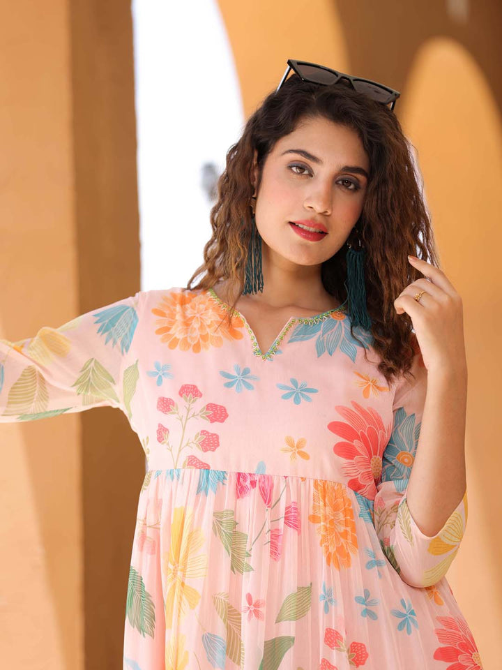 Floral Printed Georgette Dress