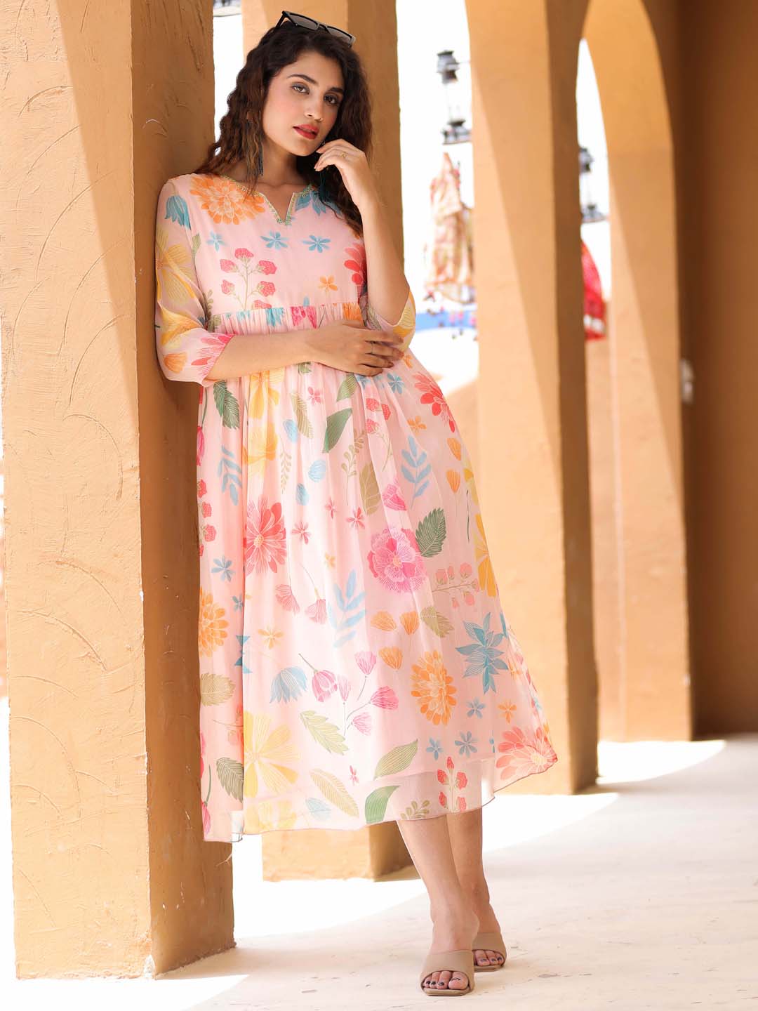 Floral Printed Georgette Dress