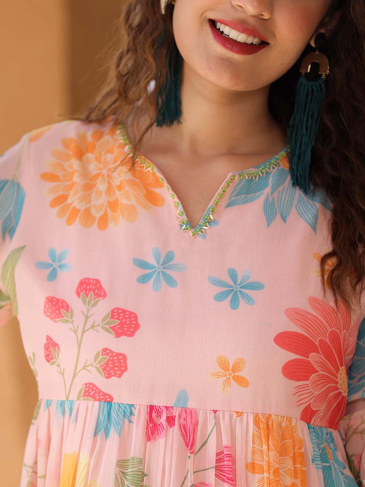 Floral Printed Georgette Dress