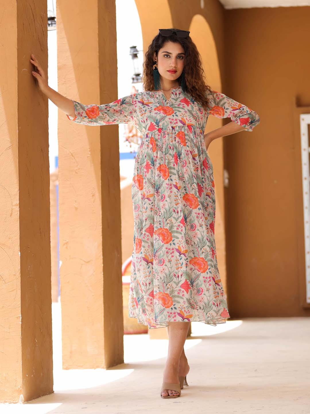 Floral Printed Georgette Dress