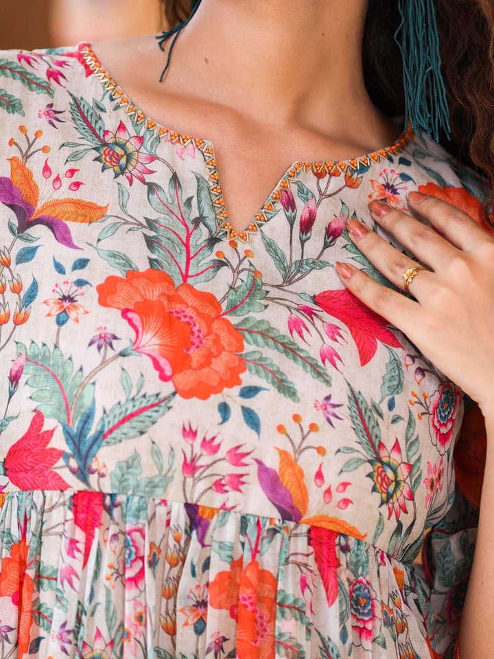 Floral Printed Georgette Dress