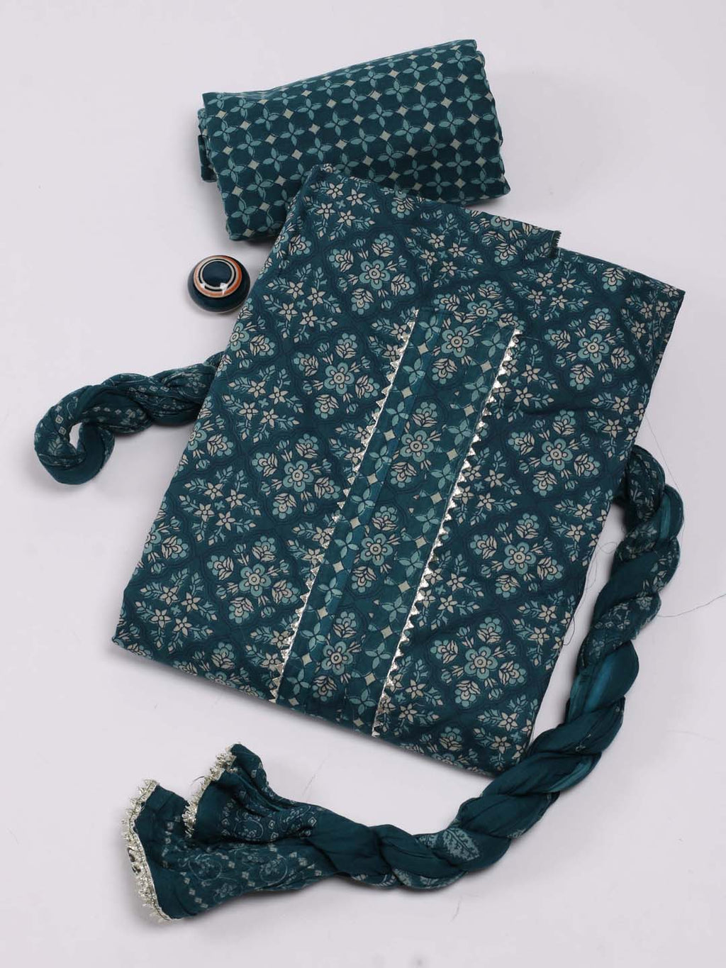 Printed Cotton Unstitched Suit Piece With Dupatta