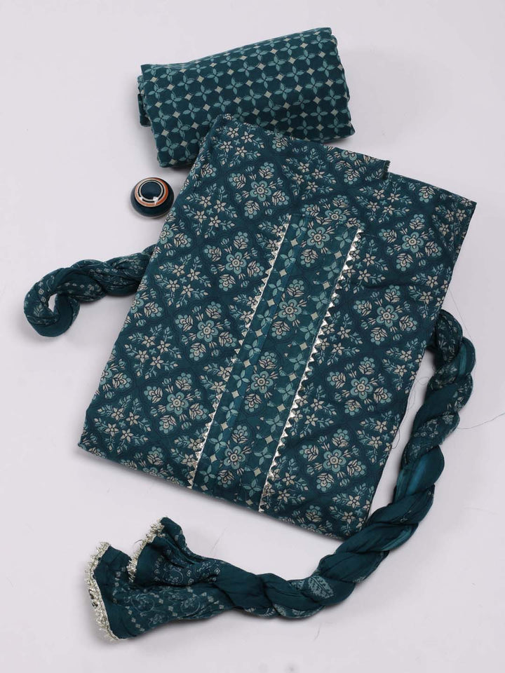 Printed Cotton Unstitched Suit Piece With Dupatta