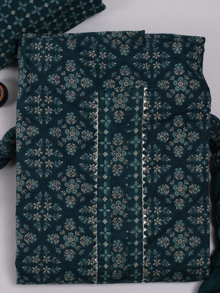 Printed Cotton Unstitched Suit Piece With Dupatta