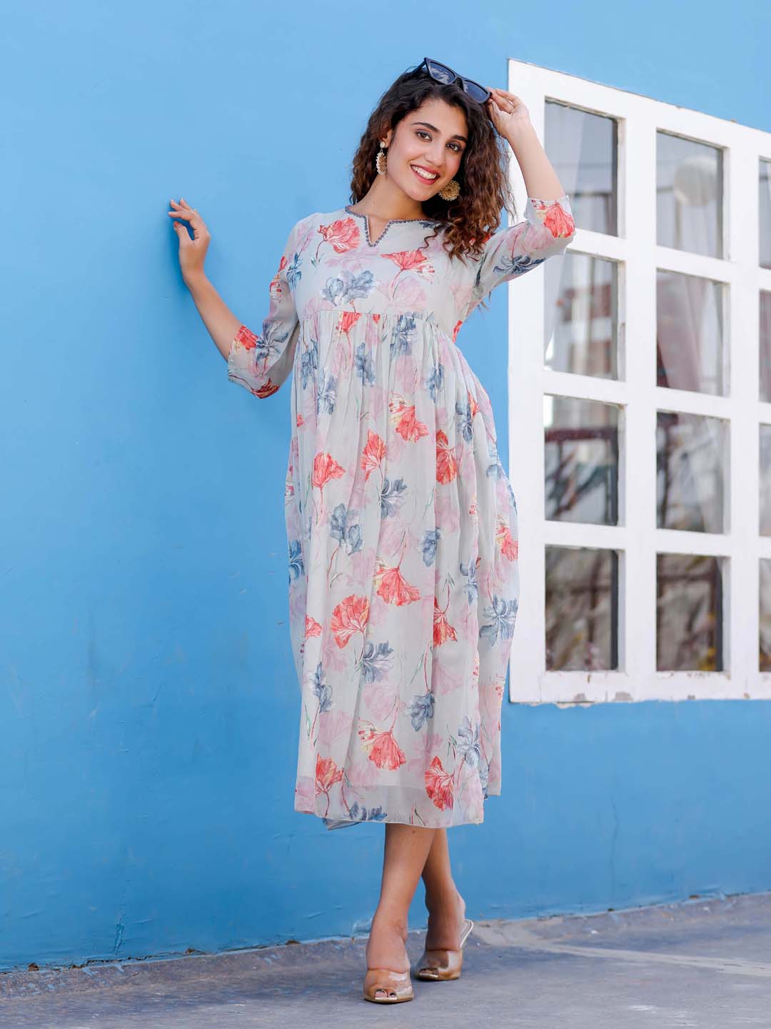Floral Printed Georgette Dress