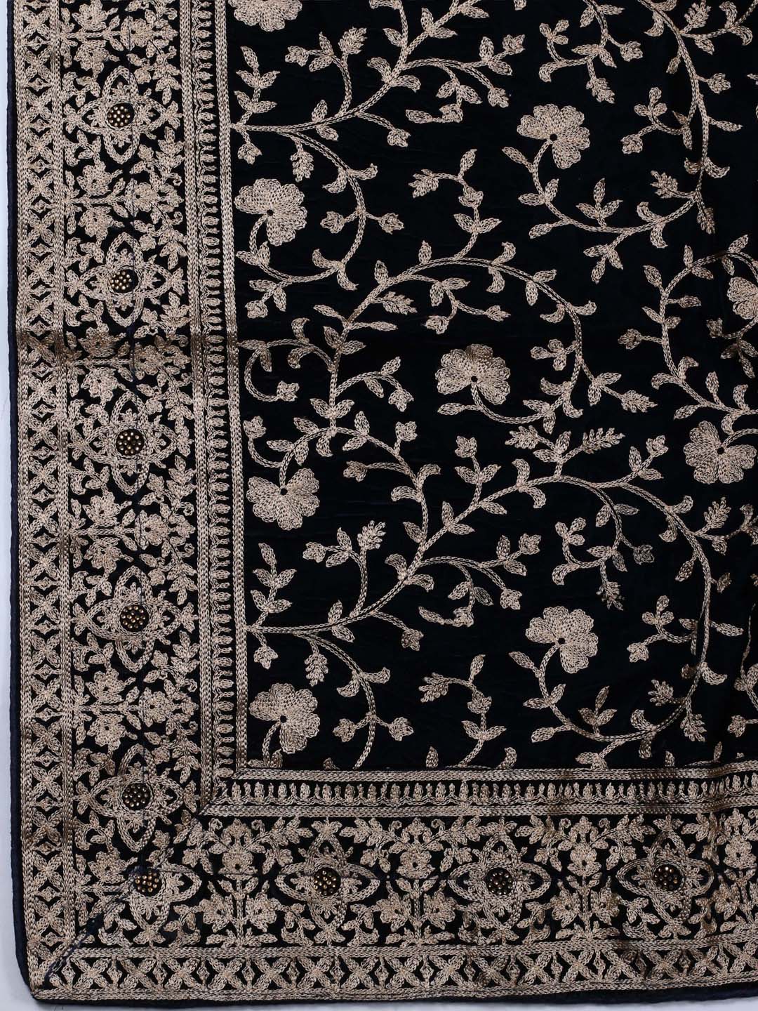 Floral Embroidered Velvet Unstitched Suit Piece With Dupatta