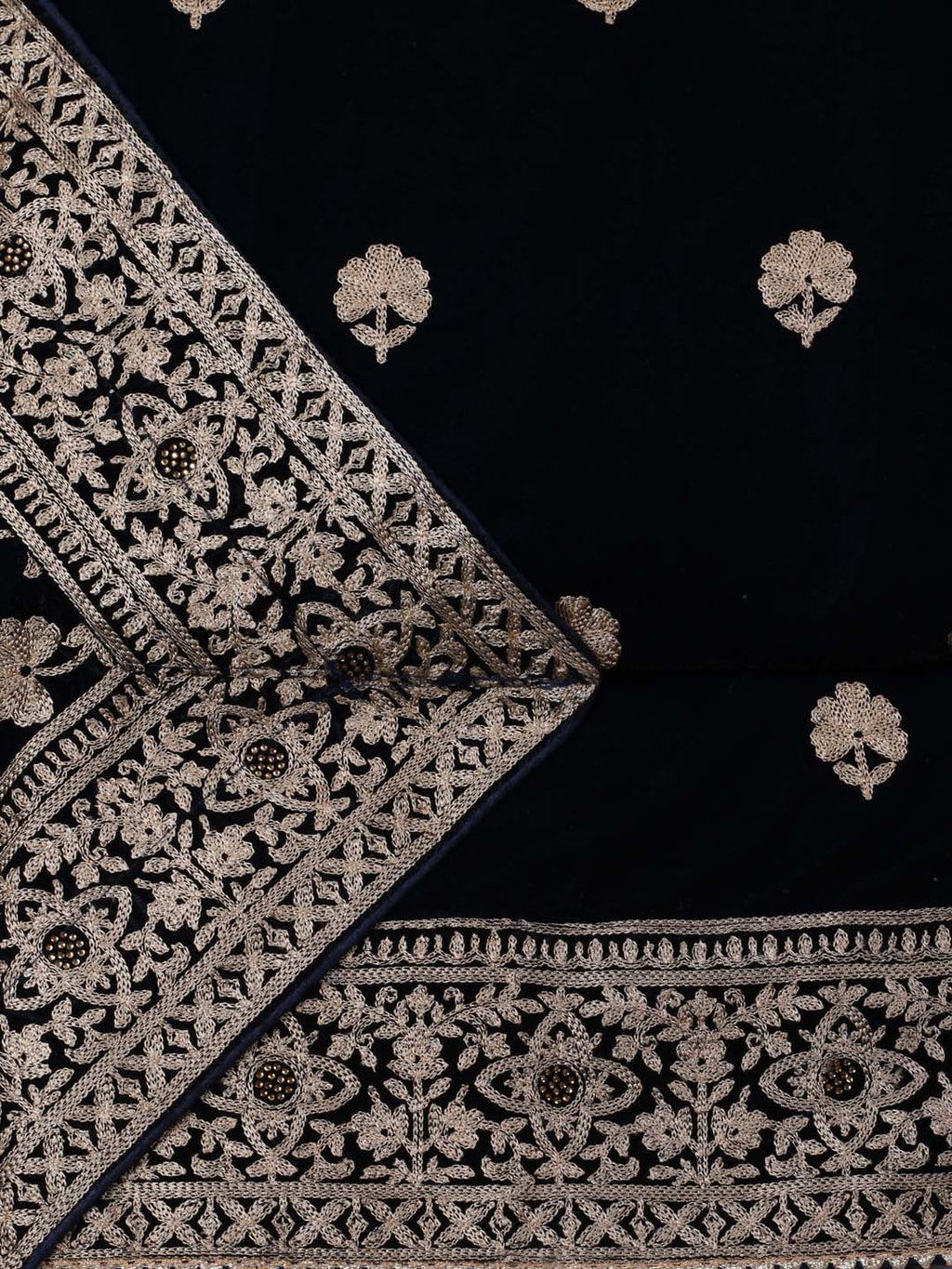 Floral Embroidered Velvet Unstitched Suit Piece With Dupatta
