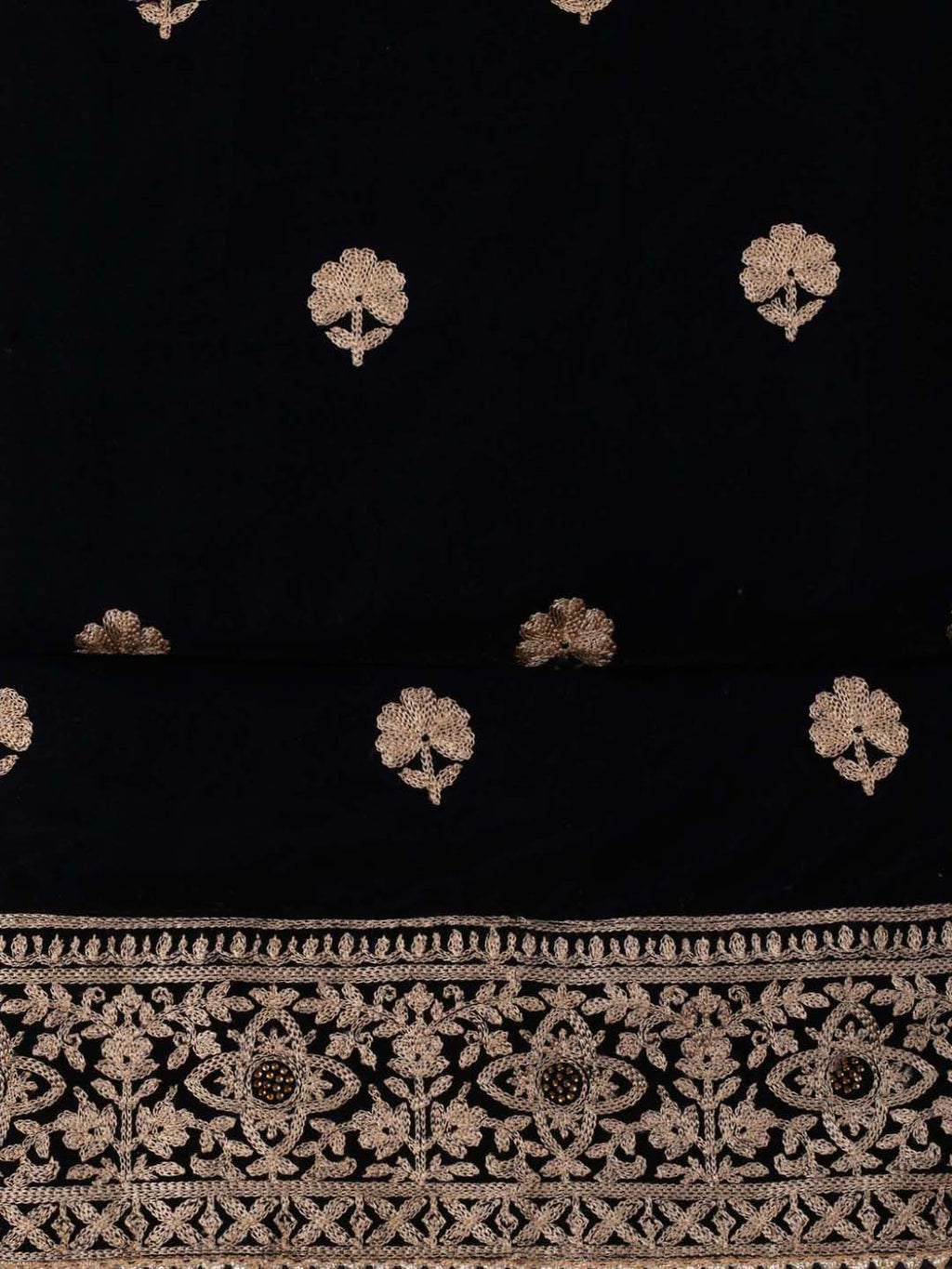 Floral Embroidered Velvet Unstitched Suit Piece With Dupatta