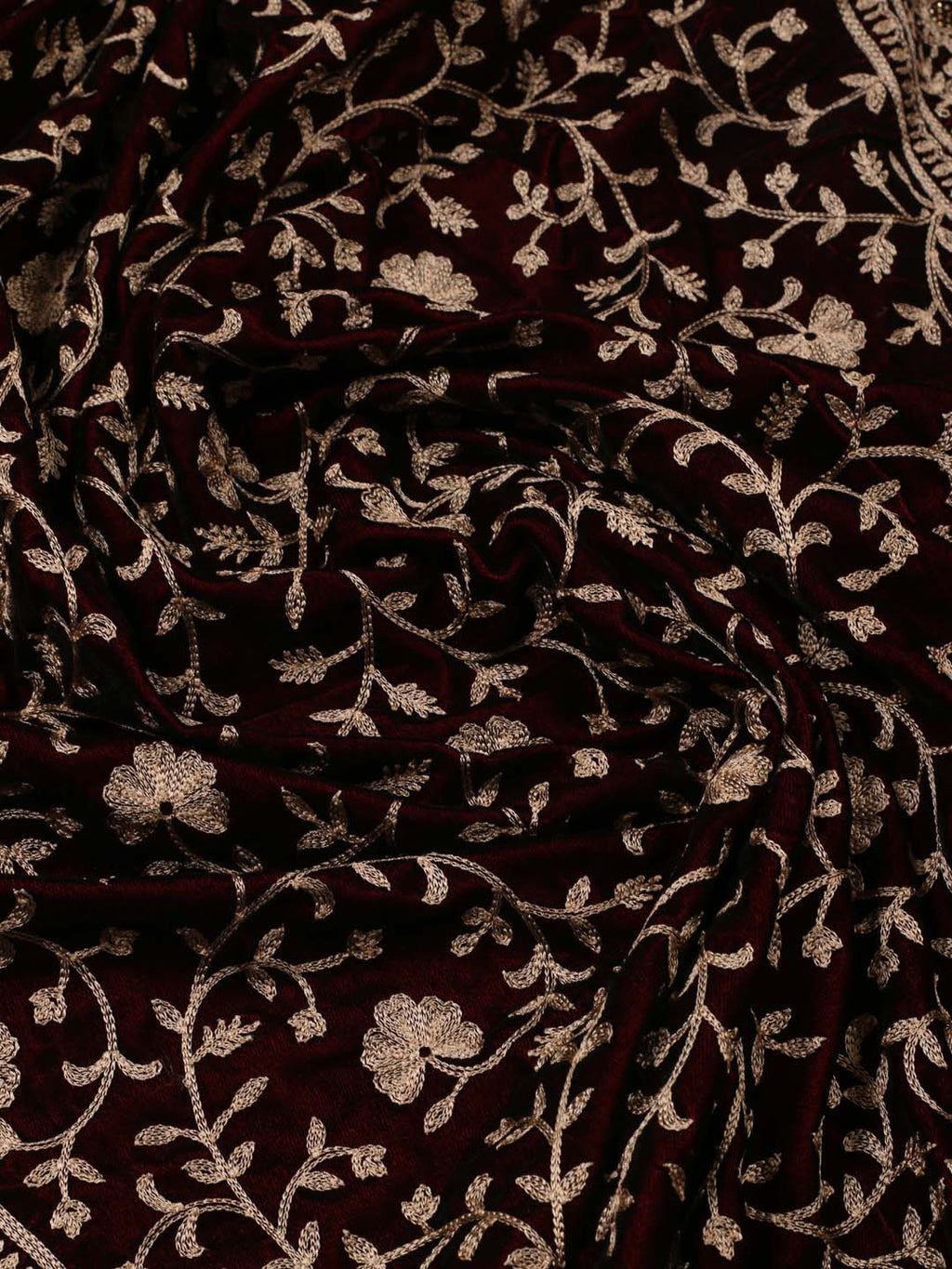 Floral Embroidered Velvet Unstitched Suit Piece With Dupatta