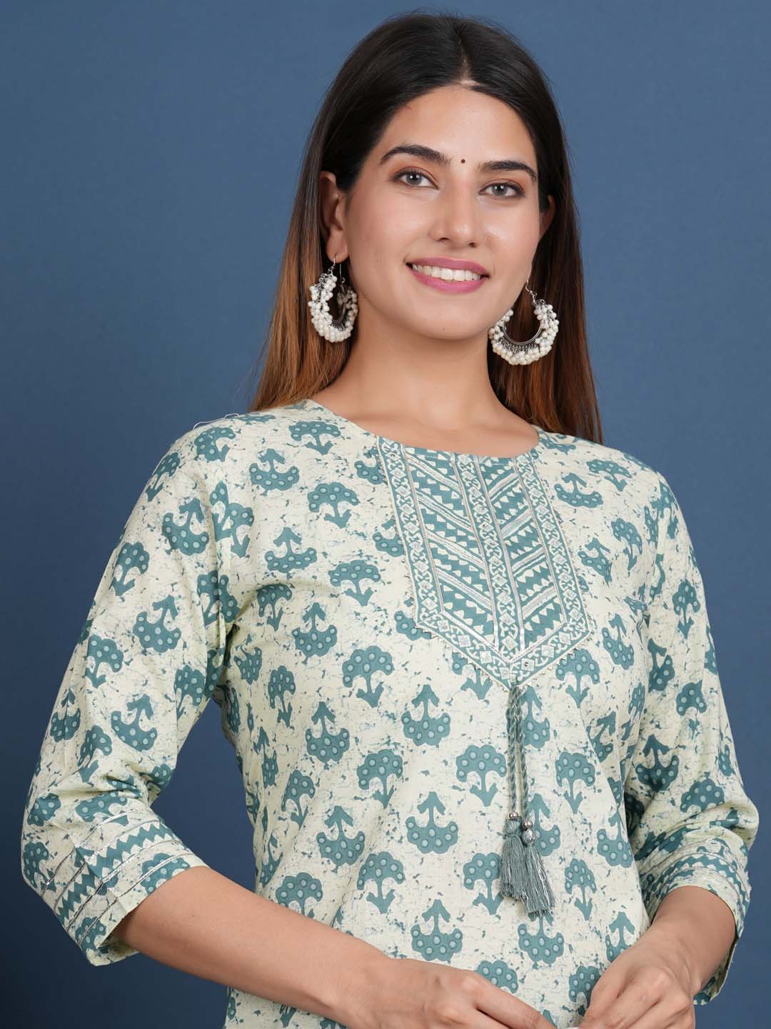 Printed Cotton Kurta With Pants