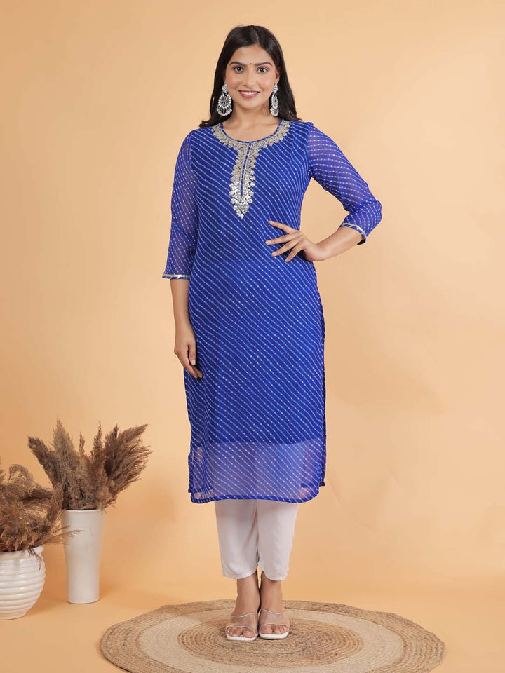 Leheriya Printed Georgette Kurta