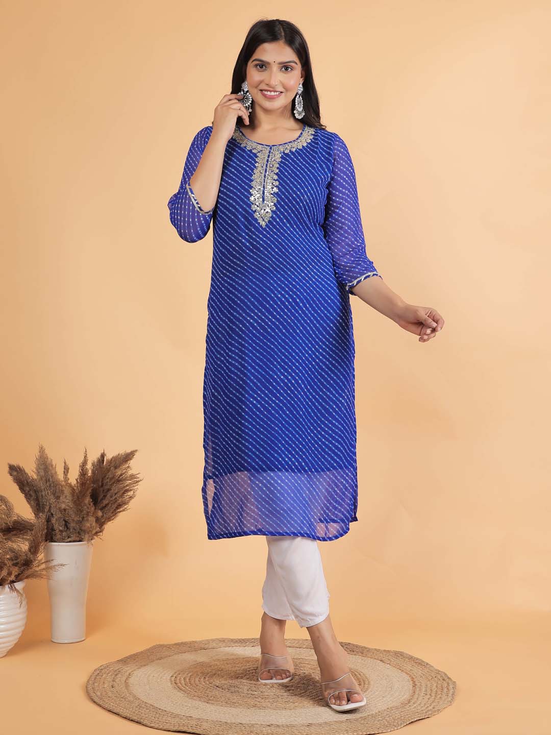 Leheriya Printed Georgette Kurta