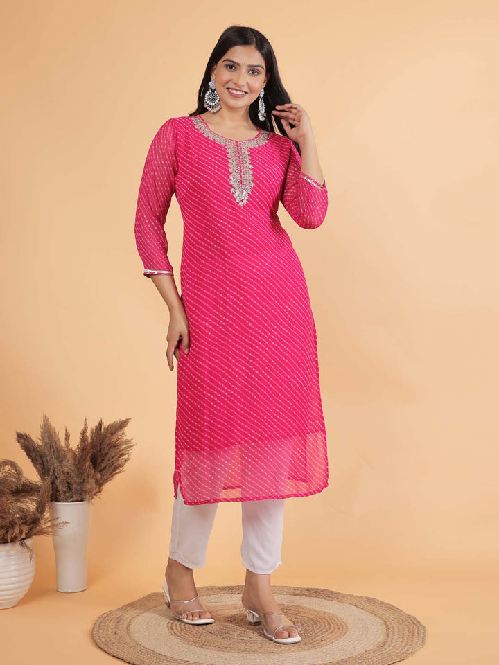 Leheriya Printed Georgette Kurta