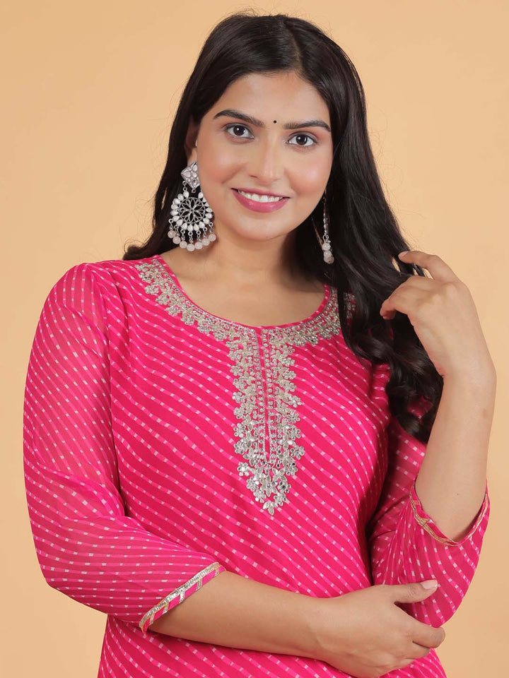 Leheriya Printed Georgette Kurta