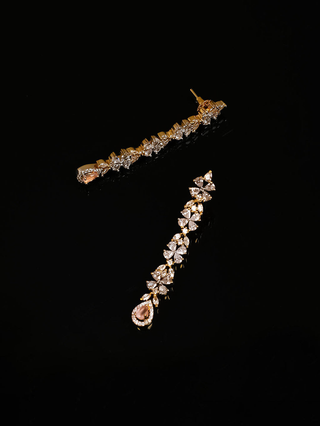 Gold & AD Drop Earrings