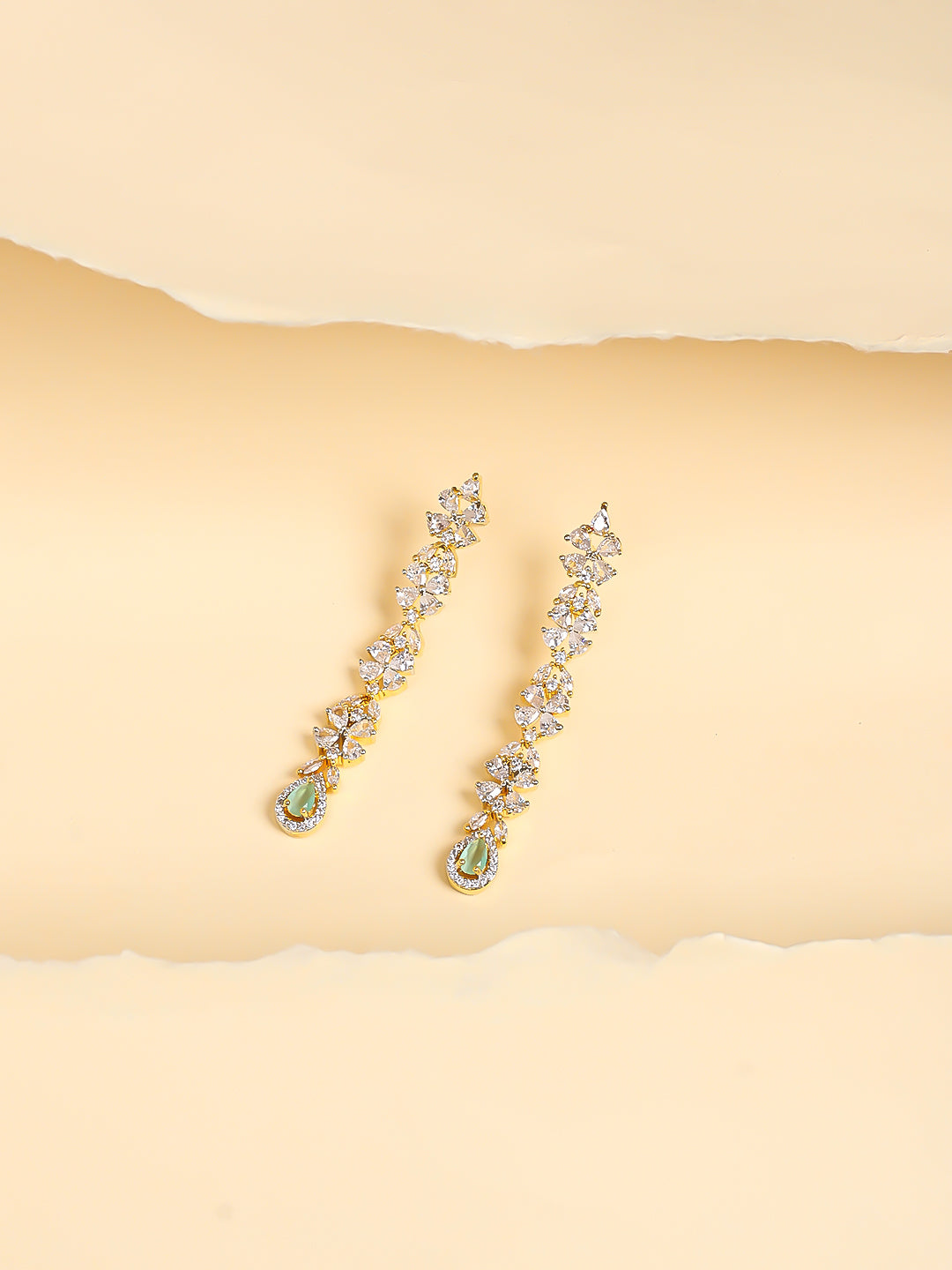 Gold &amp; AD Drop Earrings