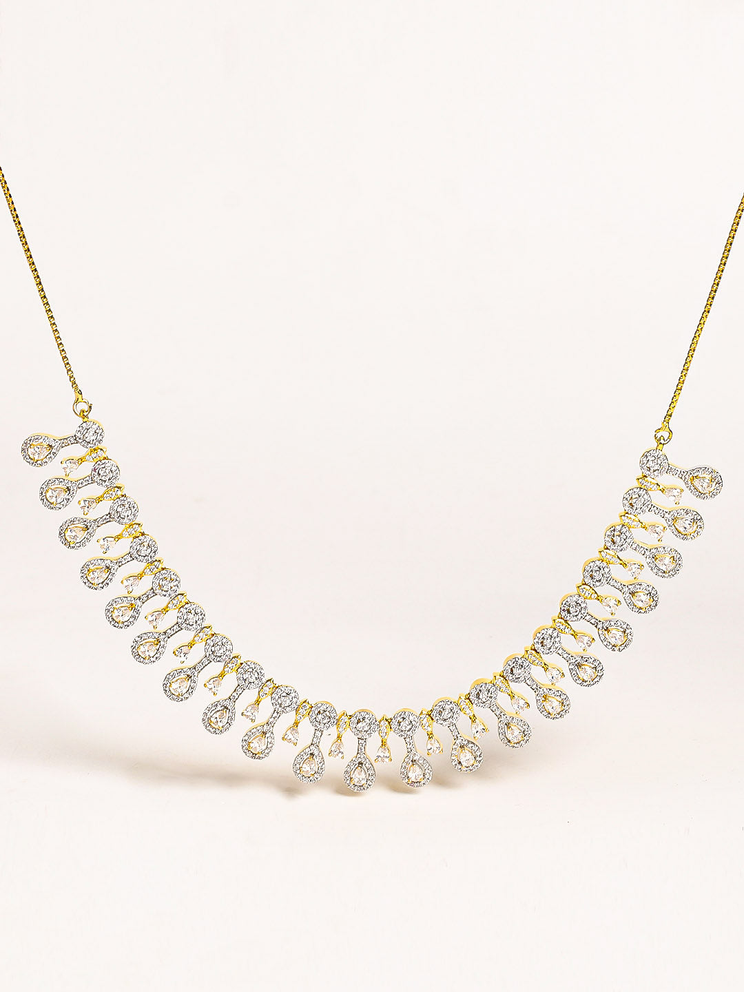 Golden AD Necklace Set With Earrings