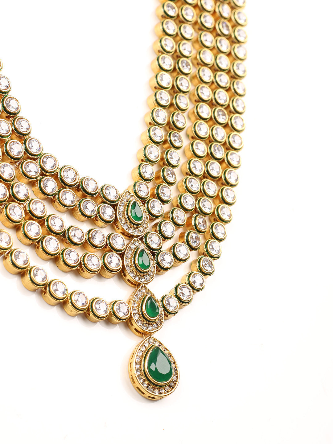 Golden Kundan Necklace Set With Earrings